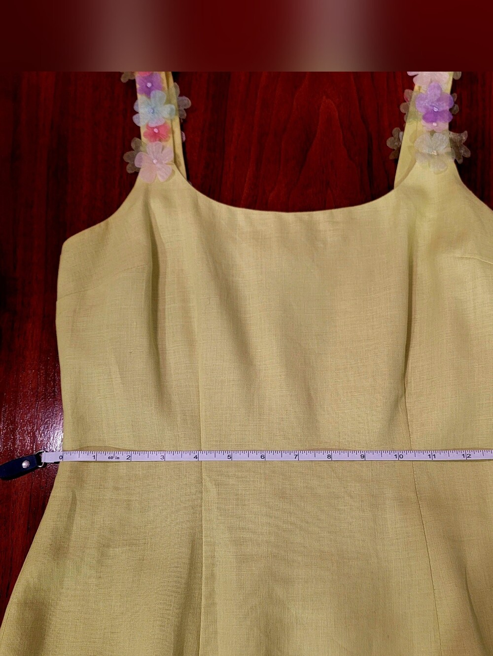 Vintage Althuser Linen-Blend Yellow Floral Strap Sundress 100% Linen Size 2 - Picture 14 of 16